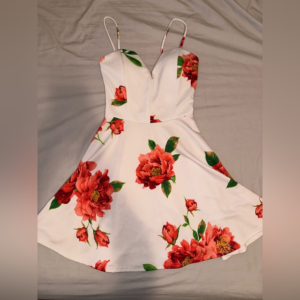 White floral skater dress.